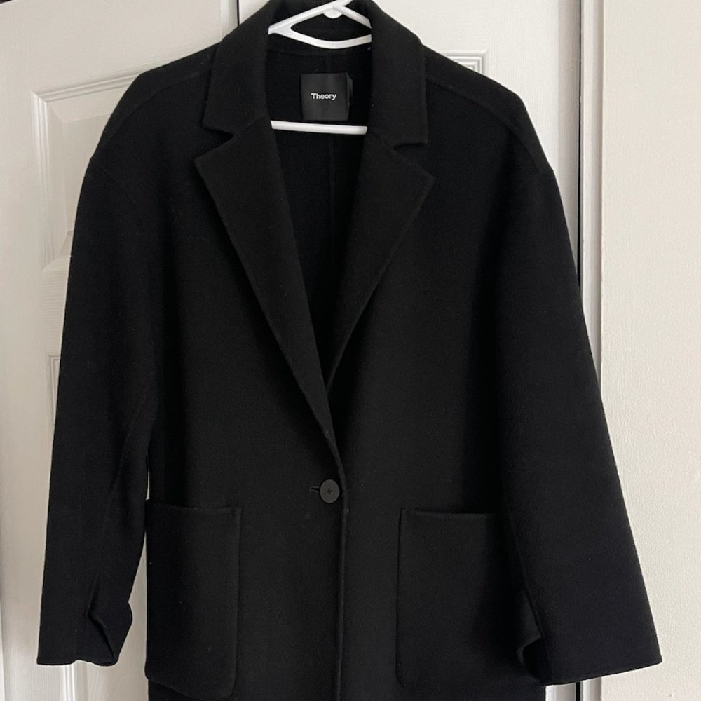 Theory Black Wool Pea Coat